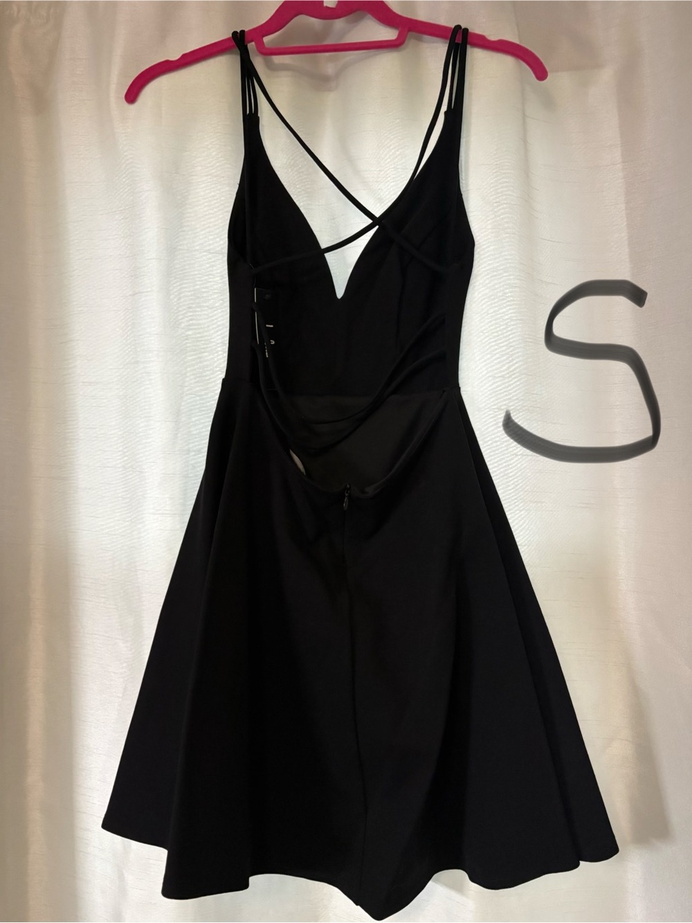 Black Strappy V-Neck A-Line Dress